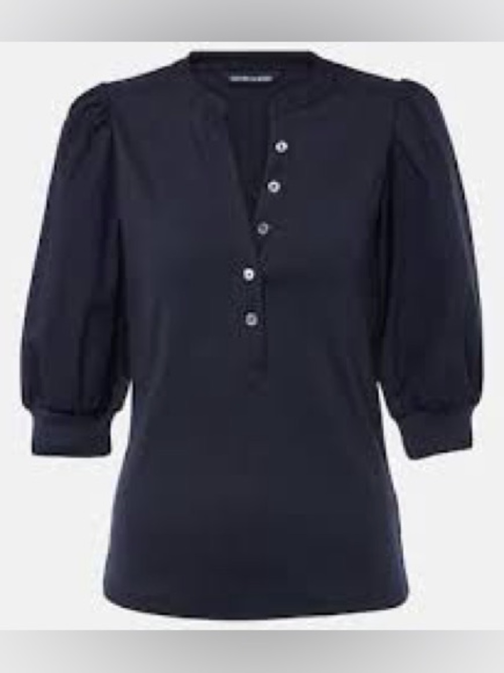 Veronica Beard navy Coralee puffed sleeve top - Picture 4 of 8